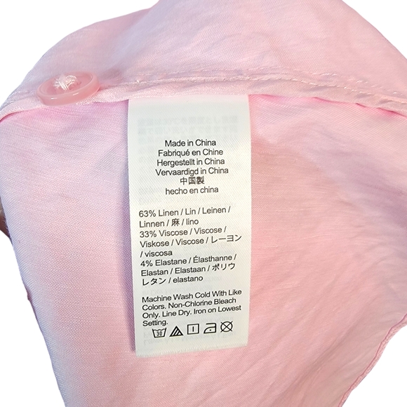 J. Crew Linen Blend Easter Spring Summer Penk Full Length Button Up Dress 4 - Picture 11 of 16